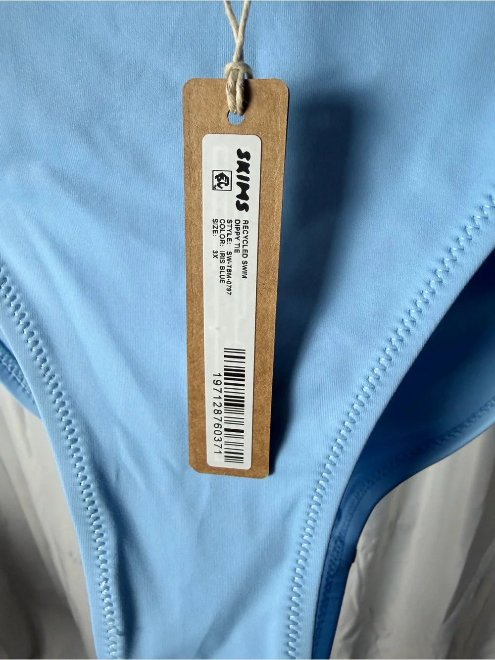 Skims Recycled Swim Dippy Tie Bikini Bottom – 3X – Iris Blue – NWT